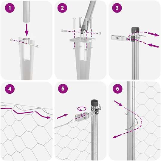 vidaXL Verzinkter Stacheldraht Drahtzaun Set Grau 0.4x25m