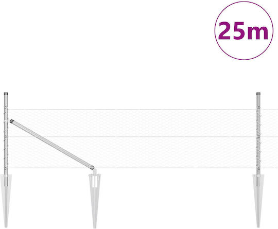 vidaXL Verzinkter Stacheldraht Drahtzaun Set Grau 0.4x25m
