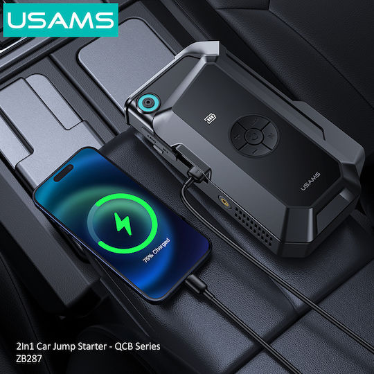 Usams ZB287 Portable Car and Motorcycle Battery Jump Starter 8000mAh with Power Bank USB Pump Flashlight 12V