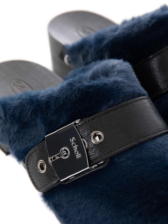 Pescura Mules with Low Heel in Blue Color