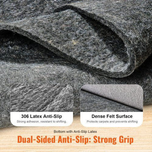 Vevor Anti-slip Rug Rectangular Gray