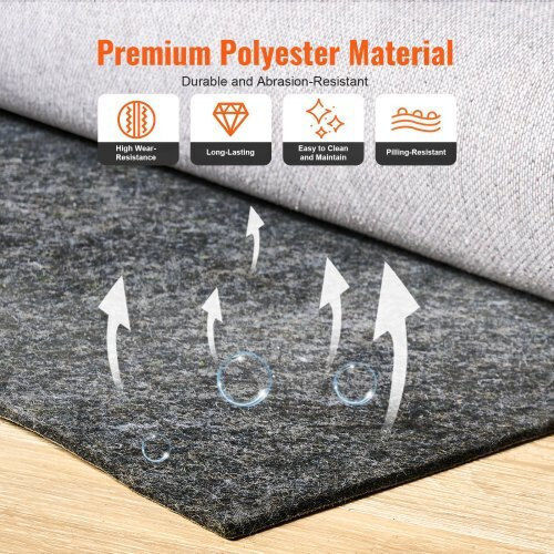 Vevor Anti-slip Rug Rectangular Gray