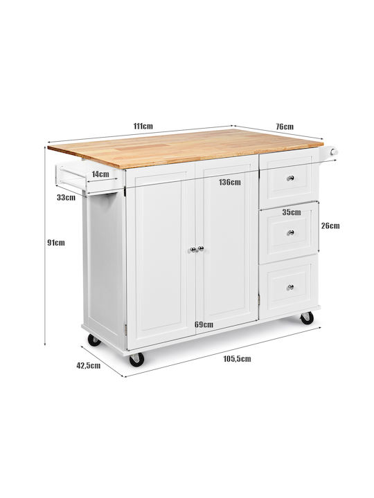 Boden Küchenschrank Weiß 136x76x91cm