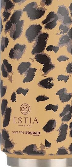 Estia Travel Cup Save the Aegean Recyclable Thermos Bottle Stainless Steel / Plastic BPA Free 500ml Spotted Prowl with Straw