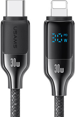 Usams USB-C zu Lightning Kabel 30W Schwarz 1.2m (d-SJ741USB01)