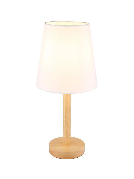 Globo Lighting Wood Table Lamp with White Shade and Base