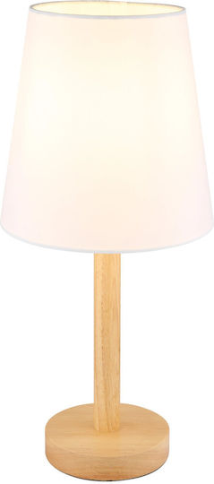 Globo Lighting Wooden Table Lamp for E14 Socket with White Shade and Base