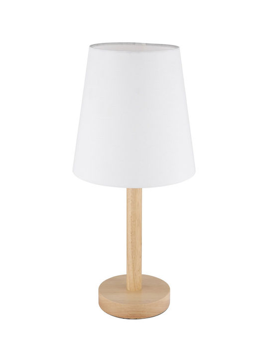 Globo Lighting Wood Table Lamp with White Shade and Base