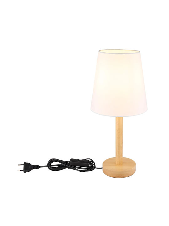 Globo Lighting Wood Table Lamp with White Shade and Base