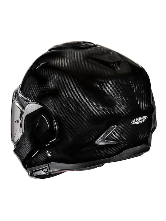 HJC F100 Carbon solid black Κράνος Μηχανής Flip-Up ECE 22.06 1600gr με Pinlock και Sunvisor