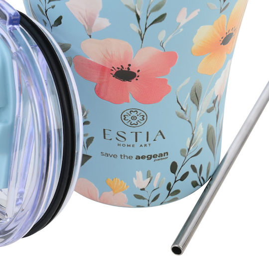 Estia Coffee Mug Save The Aegean Рециклируем Чаша Термос Неръждаема стомана Без BPA 350мл Sky Garden с Сламка