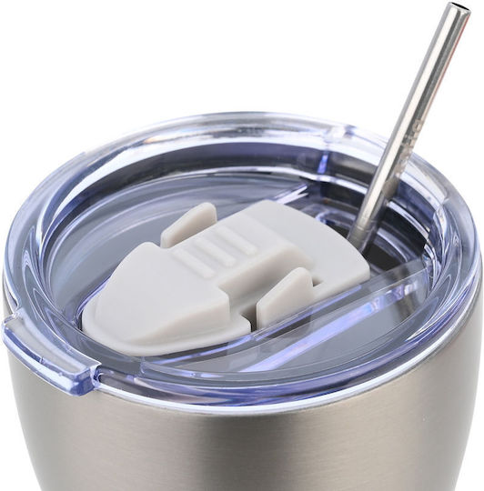 Estia Coffee Mug Save The Aegean Recyclable Glass Thermos Stainless Steel BPA Free 350ml Steel Flow with Straw