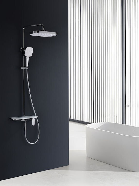 Inter Ceramic Duschsäule ohne Armatur 33cm Silber