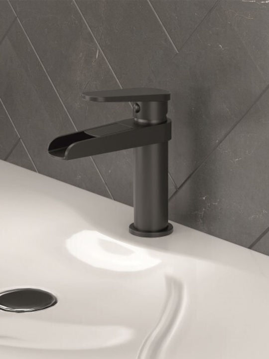Inter Ceramic Αναμεικτική Μπαταρία Νιπτήρα Καταρράκτης Μαύρη