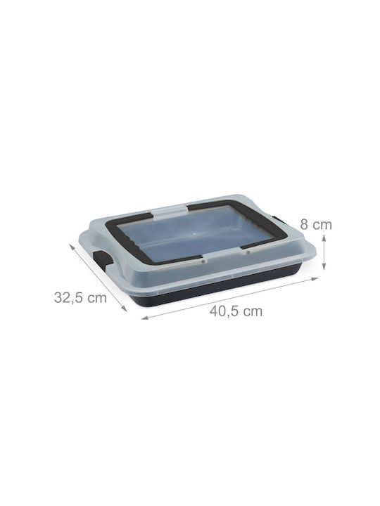 Relaxdays Stainless Steel Rectangular Baking Pan with Lid with Non-stick Coating 32.5x40.5cm