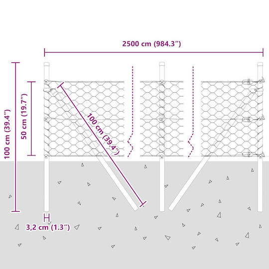 vidaXL Stahl Draht Für Gartenzaunbedarf Von 50x50x50cm 2Stücke Grau