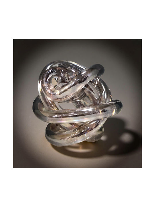 Tabletop Handmade Decorative Murano Blown Glass Knot Pink Gold Iridescent Cqb33102s 9x9x9cm