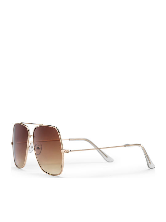 Chpo Women's Sunglasses with Brown Metallic Frame and Brown Lenses 16135FA