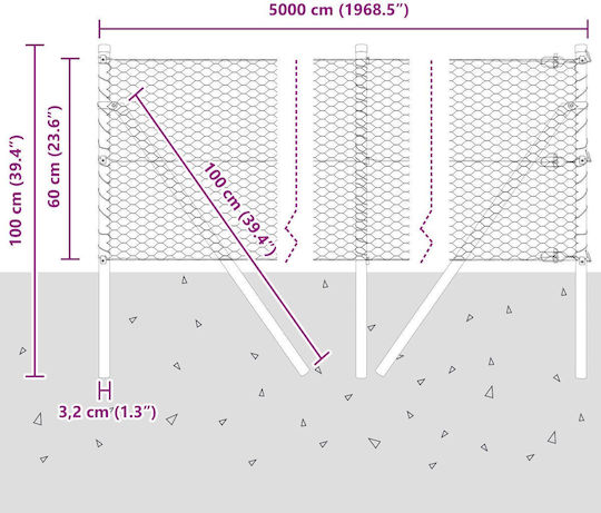 vidaXL Plasă de sârmă Galvanizat Module Gri 0.6x50m