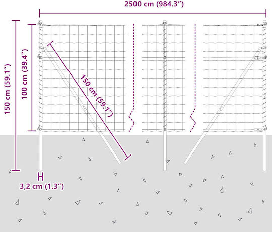vidaXL Verzinkter Drahtzaun Set Grün 25m