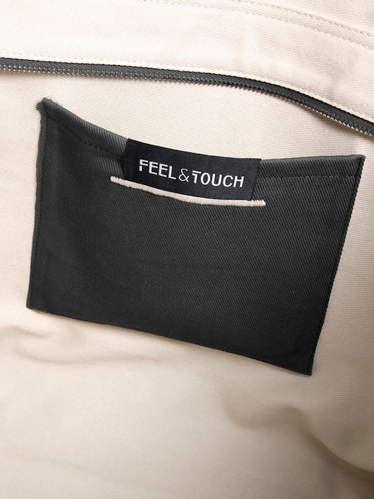 Feel & Touch Caribbean Υφασμάτινη Τσάντα Θαλάσσης Μαύρη
