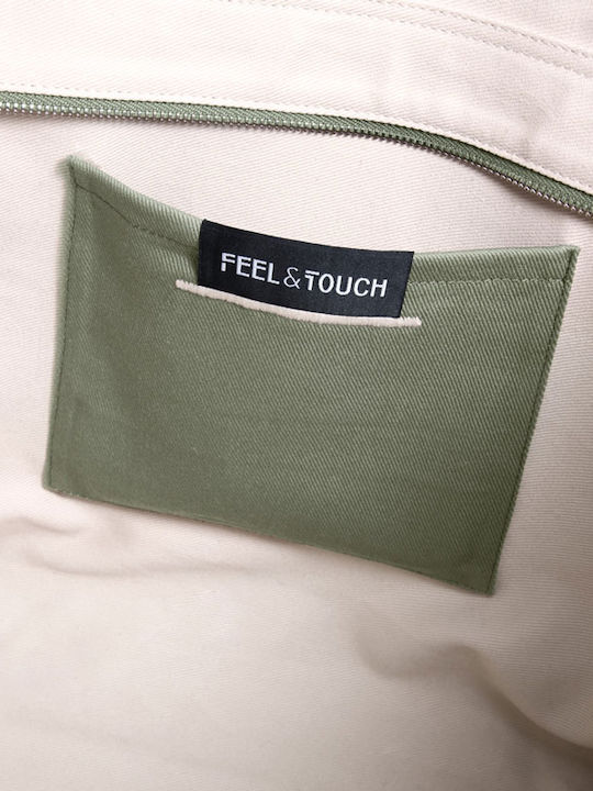 Feel & Touch Caribbean Υφασμάτινη Τσάντα Θαλάσσης Πράσινη