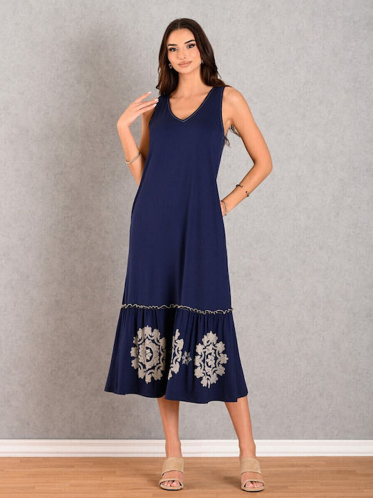 Summer Midi Dress for Wedding - Christening Blue