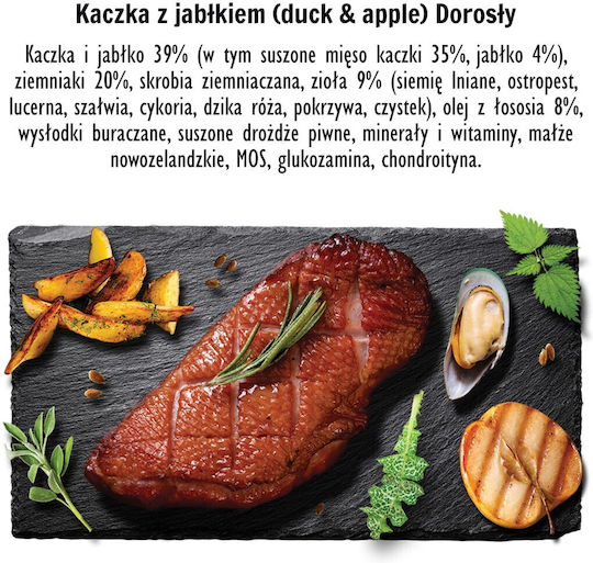 1.5kg Dry Food for Dogs with Duck and Apple