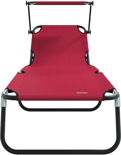 vidaXL Șezlong De Plajă Roșu Pliabil Metalic 56x190x81cm