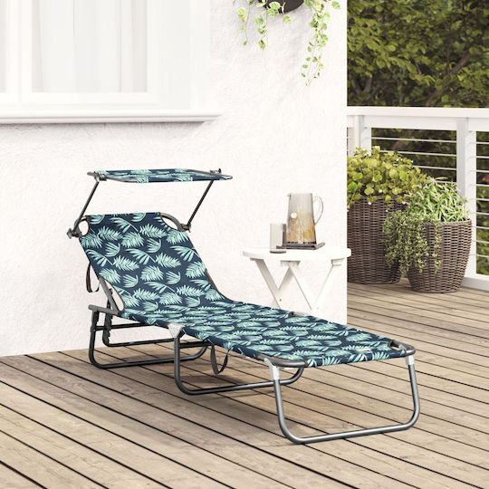 vidaXL Foldable Metallic Beach Sunbed Black 56x190x81cm