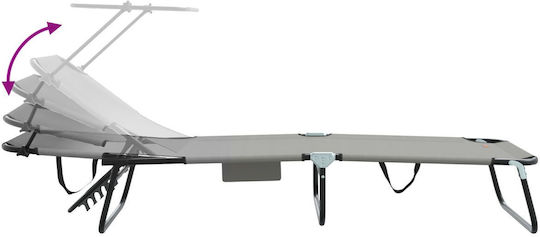 vidaXL Foldable Metallic Beach Sunbed Gray 56x190x81cm
