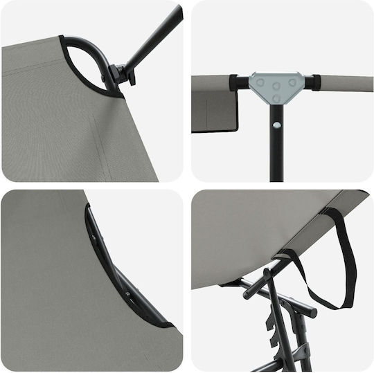 vidaXL Foldable Metallic Beach Sunbed Gray 56x190x81cm