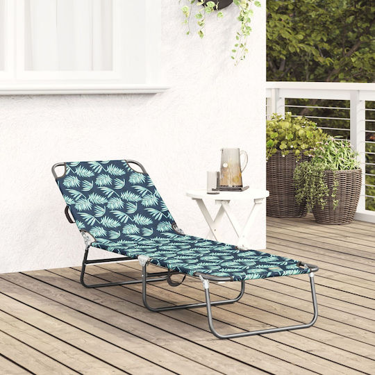 vidaXL Foldable Metallic Beach Sunbed Green 56x189x87cm