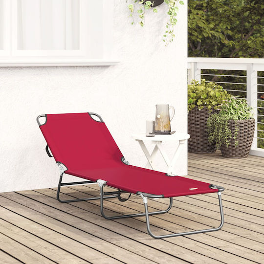 vidaXL Foldable Metallic Beach Sunbed Red 56x189x87cm