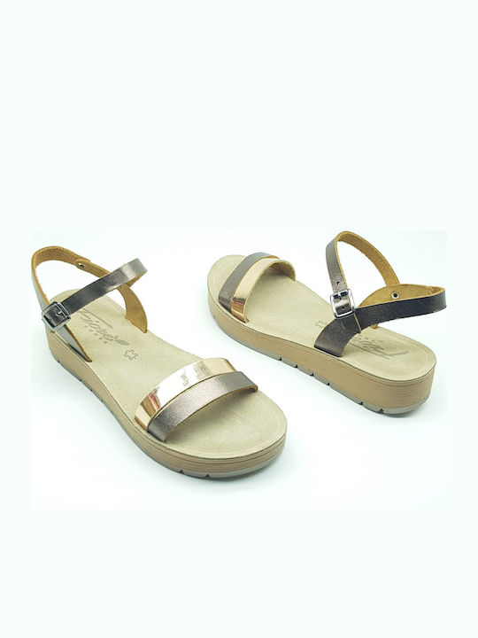 Sandale Casual Damă Din Piele Flatforme Aur