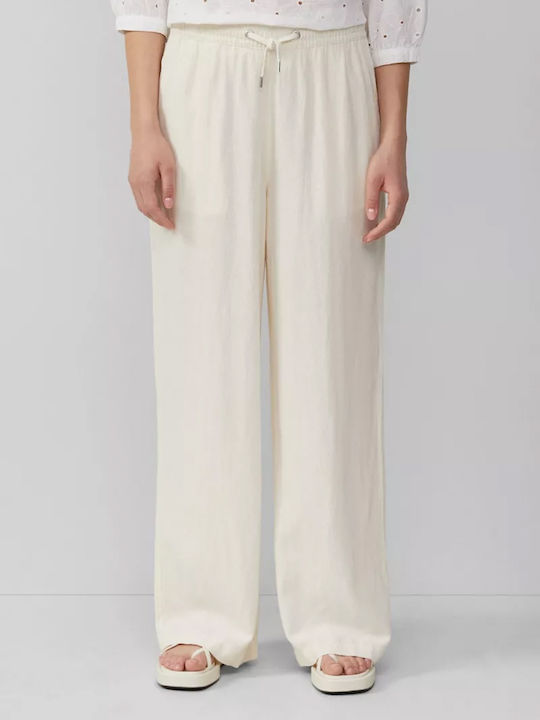 Damen Leinen Hose Ecru