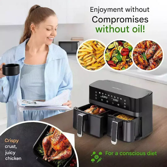 Profi Cook Friteuză cu aer cu Coș Detașabil Dublu 9lt Negru