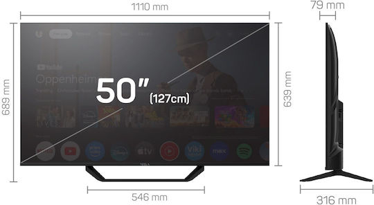 Tesla Smart Τηλεόραση 50" 4K UHD LED Series 6 HDR (2025) 50E655BUS