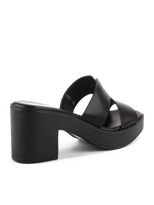 Mules with High Heel in Black Color
