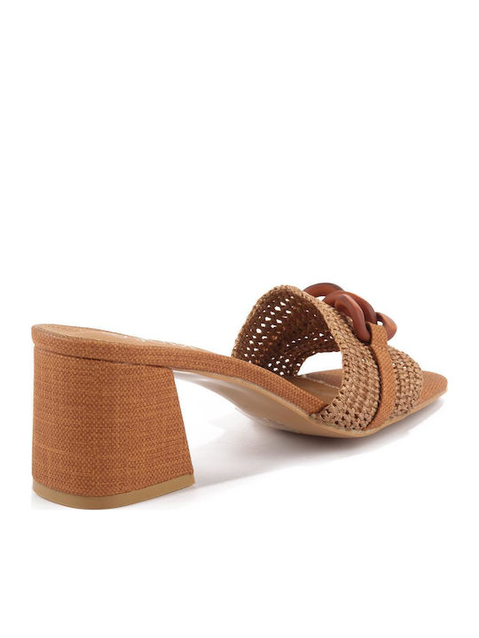 Mules with Low Heel in Brown Color