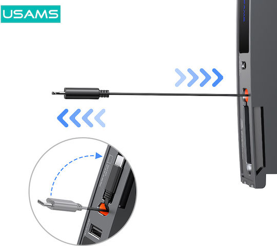 Usams Φορτιστής Αυτοκινήτου Us-sj649 Tesla 3/y 2x Καλώδια Usb/usb-c Θύρες 60w Γκρι Sj649hub01