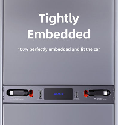 Usams Φορτιστής Αυτοκινήτου Us-sj649 Tesla 3/y 2x Καλώδια Usb/usb-c Θύρες 60w Γκρι Sj649hub01