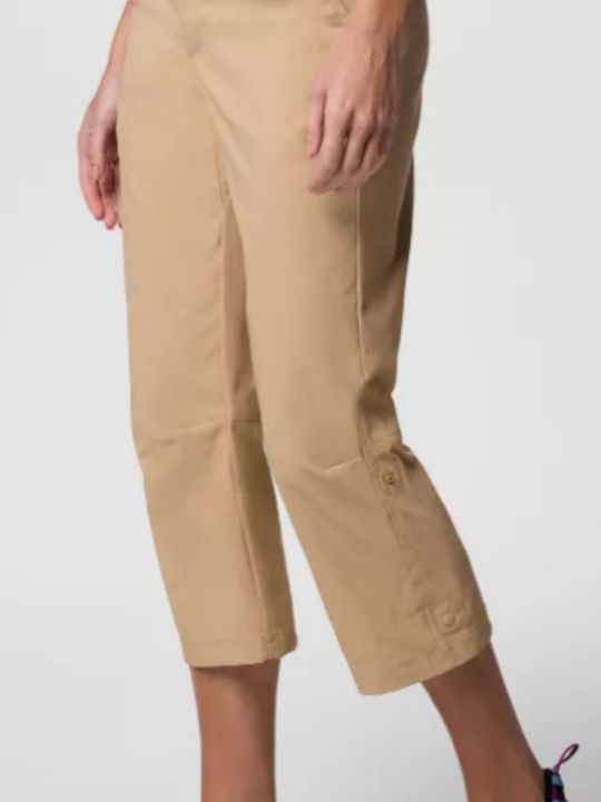 Columbia Leslie Falls Capri Ii Γυναικείο Μακρύ Παντελόνι Πεζοπορίας Μπεζ