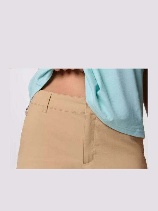 Columbia Leslie Falls Capri Ii Γυναικείο Μακρύ Παντελόνι Πεζοπορίας Μπεζ