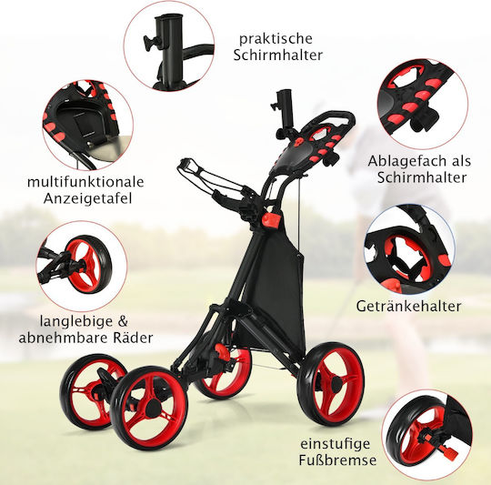 Costway Foldable Aluminum Golf Cart Adjustable Handle Storage Space Sp37604re