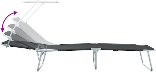 Folding Sunbeds 2 Pieces Black Canopy 600d Oxford Fabric