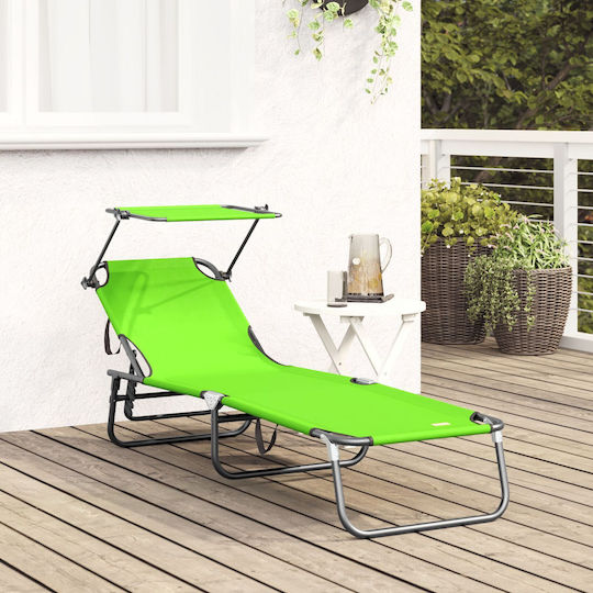 Folding Sunbed with Canopy Green 600d Oxford Fabric
