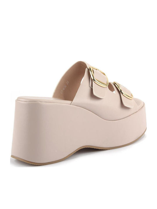 Damenplattformen Beige