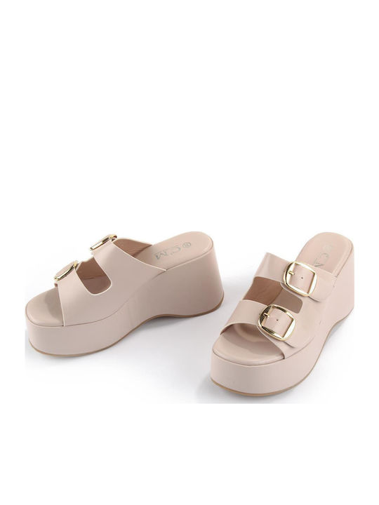 Damenplattformen Beige