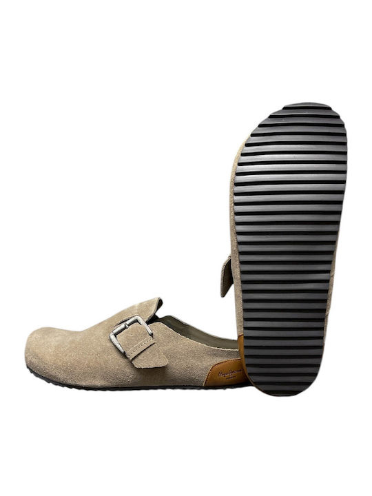 Lederne Winter Damen Hausschuhe Beige